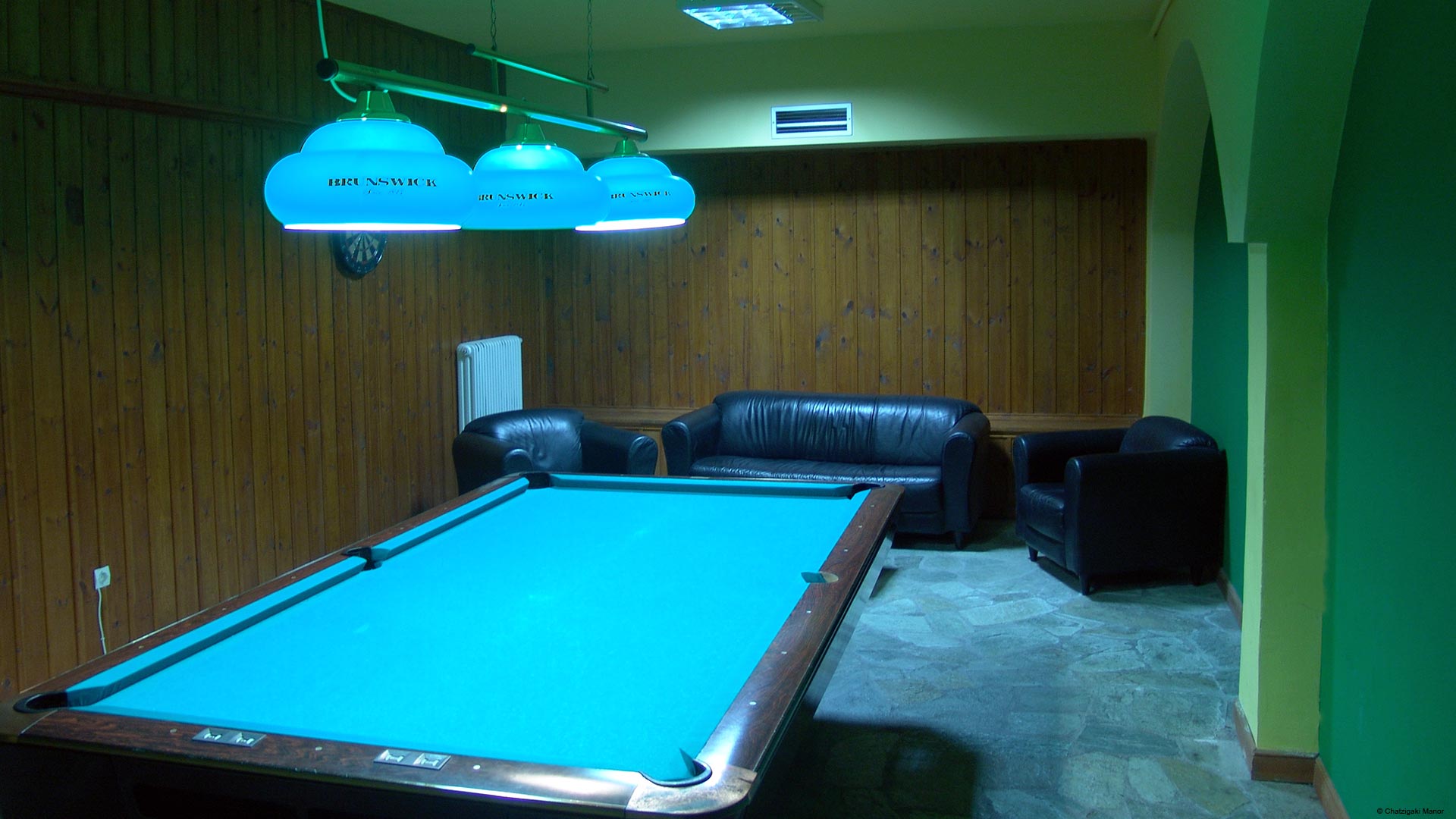 Η αίθουσα μπιλιάρδου στο Αρχοντικό Χατζηγάκη