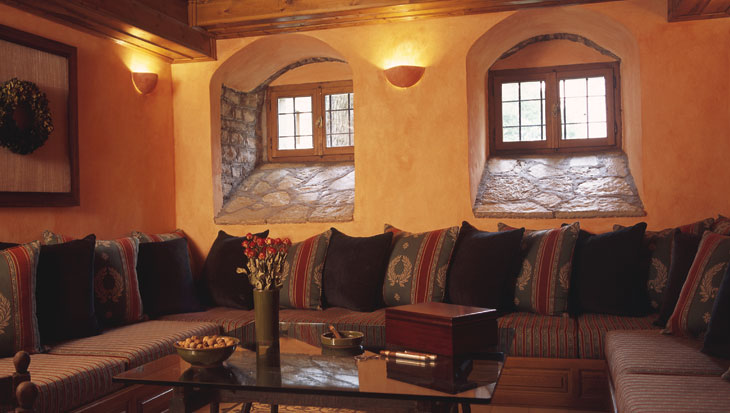 A small lounge in the hotel, where the old cellars once were.
